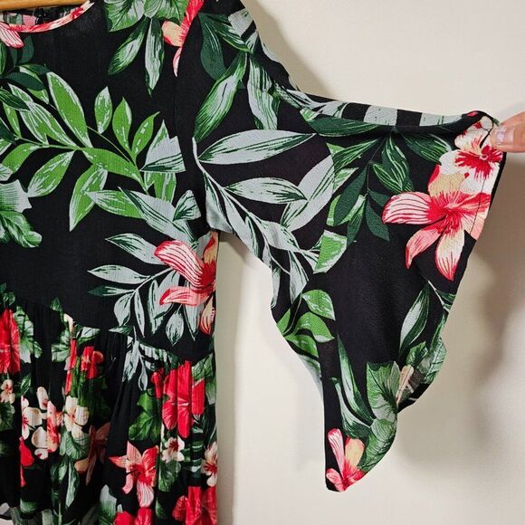 NEVER WORN MY STORY FLORAL SUMMER FOLIAGE BABYDOLL TOP LOOSE FITTING SIZE SMALL - Picture 7 of 14